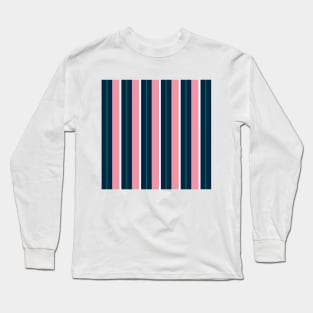 Navy, Pink, Green, White Preppy Stripes Long Sleeve T-Shirt